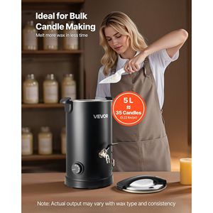 Máquina para Derretir Cera de Calentamiento Rápido y Uniforme de 5.3 Cuartos de Galón para Fabricación de Velas con Boquilla de Vertido Fácil y Base de Reloj de Arena - Product Image 4