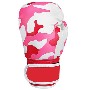 White Pink Red Camouflage PU Leather Boxing Gloves Full Finger <b>Velcro</b> Closure Breathable Unisex Martial Arts Gear - Product Image 2