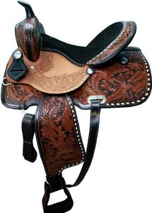 Selle Western en cuir façonnée à la main, tressage en panier, pour l'équitation de loisir et le trail - Product Image 1