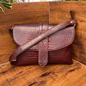 Sac à main à bandoulière en cuir véritable personnalisé de grande capacité pour femmes Sac à bandoulière en cuir de vachette pleine fleur imprimé crocodile pour femmes - Product Image 3