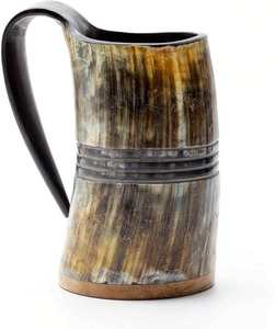 Taza Vikinga de Cuerno de Búfalo Natural, Ecológica, Personalizable, Diseño Único, Regalo de Navidad, Estilo Animal, Anillo Decorativo - Product Image 4