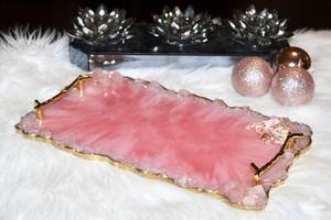 Modern Polished Luxury Design Resin Serving <b>Tray</b> for <b>Kitchen</b> & Living Room Dishwasher Safe - Product Image 2