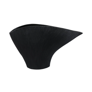Minimalist Black Metal Vase with Ribbed Design for Tabletop Flower Arrangement Wedding Decor - Product Image 2