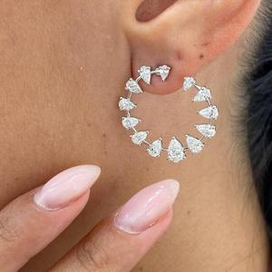 Pendientes de Aro con Diamantes en Forma de Pera, Pendientes de Diamantes Cultivados en Laboratorio, Pendientes de Aro con Corte de Pera, Pendientes de Lujo para Novia, Joyería Fina - Product Image 4