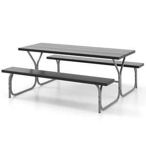 8-Person 6 Feet <b>Picnic</b> <b>Table</b> <b>Bench</b> Set with Durable HDPE Tabletop - Product Image 4