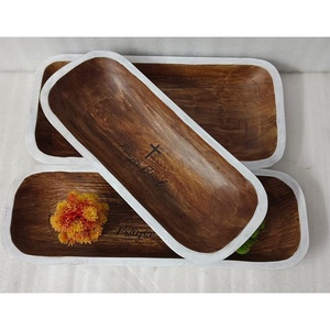 <b>Large</b> Vintage Brown Wooden Prayer Dough Bowl Rustic Religious Christian Cross Engraved Home Decor Art Christmas Church <b>Candle</b> - Product Image 3