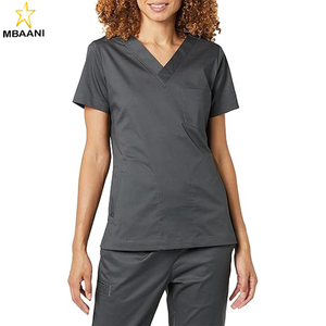 Women's Classic Fit V-Neck Short Sleeve <b>Scrub</b> Top with 3 Pockets, Moisture Wicking - Product Image 4