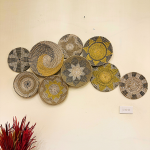ชุดตะกร้าติดผนังสไตล์โบโฮทำมือจากหญ้าทะเล 9 ชิ้น – จานตกแต่งผนังแบบสาน - Product Image 6