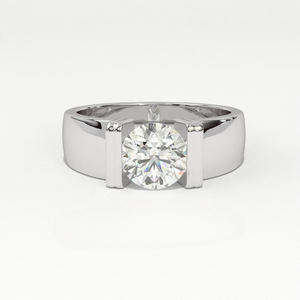 Anillo de Compromiso y Boda Moderno para Hombre Aarinya, Minimalista, Ancho, con Diamante Cultivado en Laboratorio, Oro de 14K, Certificado IGI - Product Image 3
