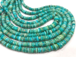 Perles Rondelles Simples en Turquoise Bleue Naturelle de Haute Qualité, d'Arizona, Taille Graduée de 3,5 mm à 7 mm, Vendues par Fil de 8 Pouces - Product Image 1