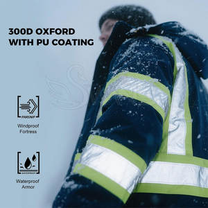 เสื้อแจ็คเก็ตนิรภัยคุณภาพดีเยี่ยมสำหรับฤดูหนาว มองเห็นได้ชัดเจน มีโลโก้ด้านหน้า ผลิตจากผ้าฝ้าย/โพลีเอสเตอร์ สำหรับผู้ชาย - ลดราคาออนไลน์ - Product Image 4