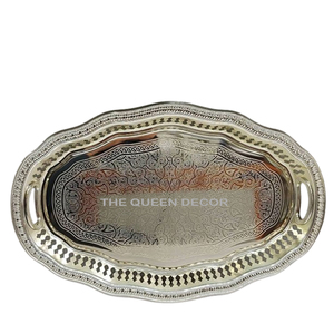 Plateaux de service décoratifs faits à la main pour les fêtes, exclusifs, luxueux, en aluminium plaqué or, créatifs - Product Image 3