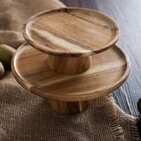 Support à gâteau en bois fait main de luxe, base épaisse et solide, style moderne antique, taille personnalisée pour réception, buffet de desserts, traiteur