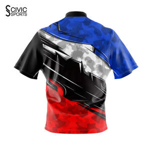 Jersey de Boliche Personalizado al por Mayor con Cierre de Cremallera de un Cuarto, 180 GSM, Spandex/Algodón, Logotipo Impreso por Sublimación, Transpirable, Duradero, de Secado Rápido - Product Image 2