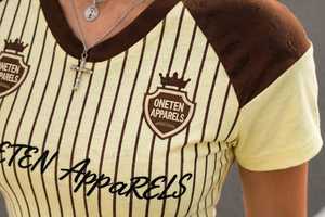 ONETEN APPARELS <b>Women</b> Y2K Ribbing Eco-friendly 100% Cotton <b>Tank</b> <b>Tops</b> V Neck Spaghetti Straps Logo Front Tee Brown Shoulder - Product Image 3