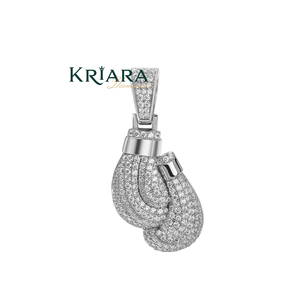 925 <b>Silver</b> Rhodium Plated Moissanite Boxing <b>Glove</b> Pendant Round Cut Unisex Everyday Wear Luxury Charm - Product Image 1