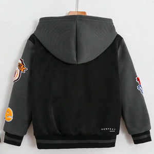 Perfect Custom Embroidery Hooded Baseball <b>Boys</b> <b>Varsity</b> <b>Jacket</b> Polyester Chenille Patch Kids Casual Winter Wear Super Thick - Product Image 2