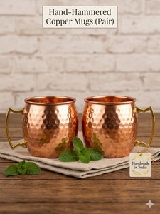 Mug en cuivre pur martelé, vaisselle et articles de service avec de nombreux bienfaits ayurvédiques pour la santé (400 ml) par World Craft Impex - Product Image 2