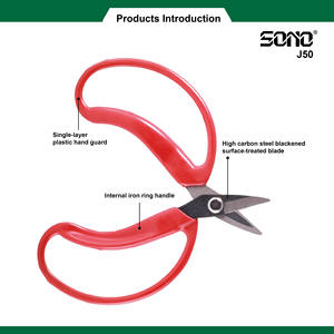 Ciseaux de taille industrielles SONO J50 pour vignobles et jardins, manche métallique, OEM, pour droitiers, lames en acier au carbone affûtées - Product Image 2