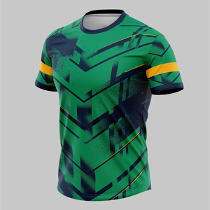 เสื้อฟุตบอลแขนสั้นคอกลมทรงหลวมสำหรับผู้ชาย สีน้ำเงินลายอาร์ไกล์ พิมพ์ลายแบบซับลิเมชั่น ผ้าโพลีเอสเตอร์ 100% ระบายเหงื่อได้ดี - Product Image 4
