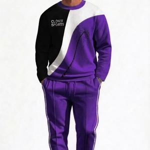 Heavyweight Cotton Men Tracksuit 2 Piece <b>Set</b> Graphic Print Fleece Suit Custom Logo Wholesale Streetwear Factory Direct Supply - Product Image 1