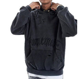 Sweat-shirts à capuche personnalisés pour hommes adultes, respirants, effet usé, basiques, en coton mélangé, surdimensionnés, effet usé - Product Image 3