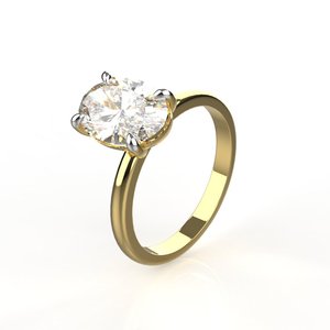 Anillo de Compromiso de Diamantes de Corte Ovalado en Oro Amarillo para Mujer, Estilo Clásico, Joyería con Piedra Natural - Product Image 3
