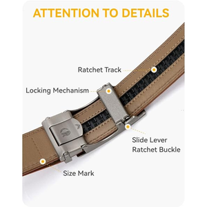 Ceinture automatique en cuir véritable, motif écossais, largeur 3,5 cm, boucle carrée en alliage, pour homme, durable, moulage monobloc, prête à offrir - Product Image 2