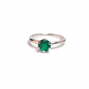 Bague de fiançailles en onyx vert en argent sterling 925, pierre précieuse ronde taille brillant, faite à la main, plaquée or 14 carats, pour mariage et fêtes - Product Image 4