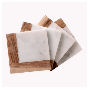 Ensemble de sous-verres ronds en marbre, écologiques, durables, lavables, en pierre naturelle, faits à la main, pour la maison et la salle à manger - Product Image 3