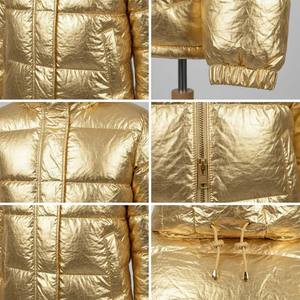Blouson matelassé brillant pour homme, col montant, fermeture éclair dorée métallisée, chaud, à capuche, pour l'extérieur, collection automne - Product Image 4