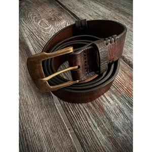 Genuine Cow <b>Hide</b> Leather Belt with Steel Antique Buckle Vintage Style Men's Formal Waterproof Customizable Wholesale - Product Image 1