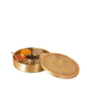 Premium Cooking Storage <b>Box</b> Metallic Masala Organizer with Multi Sections for Kitchen Ingredient Setup - Product Image 1