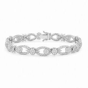 Pulsera de Diamantes en Oro Blanco de 18K con Cadena de Eslabones Infinitos y Diamantes Cultivados en Laboratorio, Pulsera de Lujo Personalizable - Product Image 5