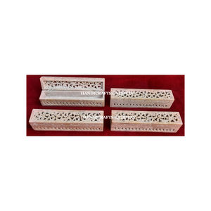 Luxury Hand Carved Indian Natural Shades Soapstone Hand Carving Looking Beautiful Soapstone Jewelry <b>Box</b> For Wedding Decoration - Product Image 2