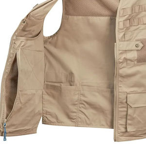 Chaleco Táctico Multibolsillos Beige para Hombre, Cierre de Cremallera, Transpirable, para Actividades al Aire Libre, Uso Casual, Temporada de Primavera - Product Image 4