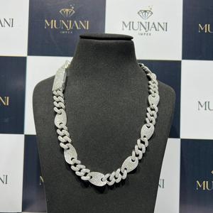 Collar Unisex Estilo Hip Hop de Plata S925, Calidad Premium, Diamantes de Laboratorio con Certificación IGI, Corte Brillante, Cadena de Eslabones - Product Image 1