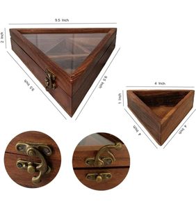 Boîte à épices triangulaire en bois à quatre compartiments avec cuillère, lavage à la main uniquement, conteneur durable pour herbes aromatiques, qualité alimentaire, compatible four, ensemble - Product Image 4