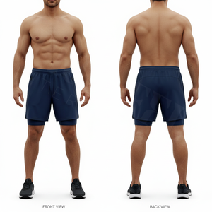 2026 new Style Double <b>Layer</b> Running Shorts Quick Dry Gym Workout Zipper Pockets Breathable Fitness Training Custom Logo Shorts - Product Image 2