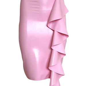 Women PU <b>Mini</b> Pencil <b>Skirt</b> Shiny Solid Color Asymmetrical <b>Ruffles</b> Sexy Style All Seasons Wear - Product Image 2