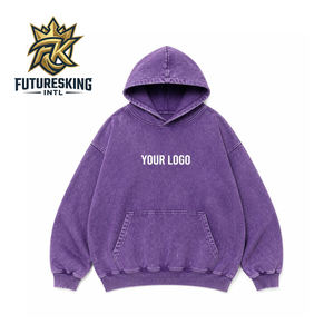 Sweat-shirt à capuche en coton éponge délavé style vintage - Unisexe, coupe ample, streetwear robuste - Product Image 3
