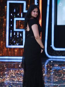 Sari indio elegante y moderno de tela georgette negra, diseño exclusivo, ropa étnica de última moda, blusa moderna para mujer. - Product Image 5