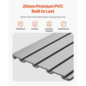 Panel de Pared de PVC Gris Ajustable de Fácil Instalación, 8 x 4 pies, Accesorios para Estantes de Garaje - Paneles de Pared Ranurados - Product Image 3
