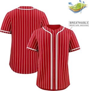 Camiseta de Béisbol Roja Estampada para Hombre, Manga Corta, Cuello en V, Cierre de Botones, Transpirable, Malla de Poliéster, Corte Regular, para Todas las Temporadas - Product Image 3
