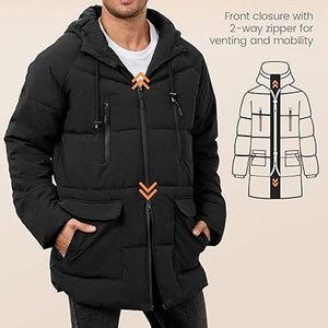 Men’s Long Winter Coat Hooded Quilted Puffer <b>Jacket</b> <b>Waterproof</b> Thick Insulated Puffy Parka <b>Warm</b> Cold Weather Outerwear - Product Image 3