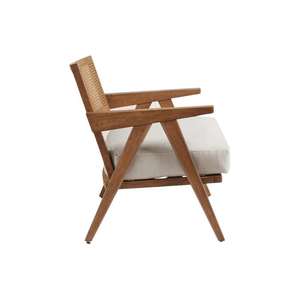 Sofá de Jardín Moderno de Mediados de Siglo con Respaldo de Ratán, Cojín de Espuma de Alta Densidad, un Asiento, Diseño Duradero, Muebles de Exterior - Product Image 3