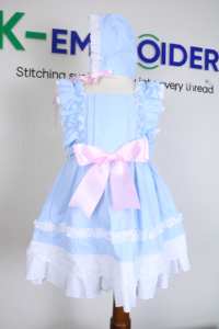 Robe de Boutique Bleue pour Bébé Fille avec Manches à Volants, Grand Nœud, Bordure en Dentelle, Robe de Princesse pour Bébé - Product Image 2