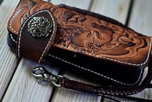 New Handmade Genuine Leather Short <b>Wallet</b> Geometric Pattern Vintage Style Fold Closure Men's <b>RFID</b> Blocking Waterproof Daily Use - Product Image 4