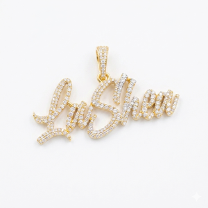 Trendy Hip hop 10K <b>Solid</b> <b>Gold</b> Custom Iced Cursive Initial Letter Name <b>Pendant</b> Charms Moissanite Diamond Personalized Party Gifts - Product Image 1