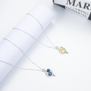 Kalung liontin hati ganda pasangan perak Sterling 925 zirkon liontin indah perhiasan wanita grosir kustom